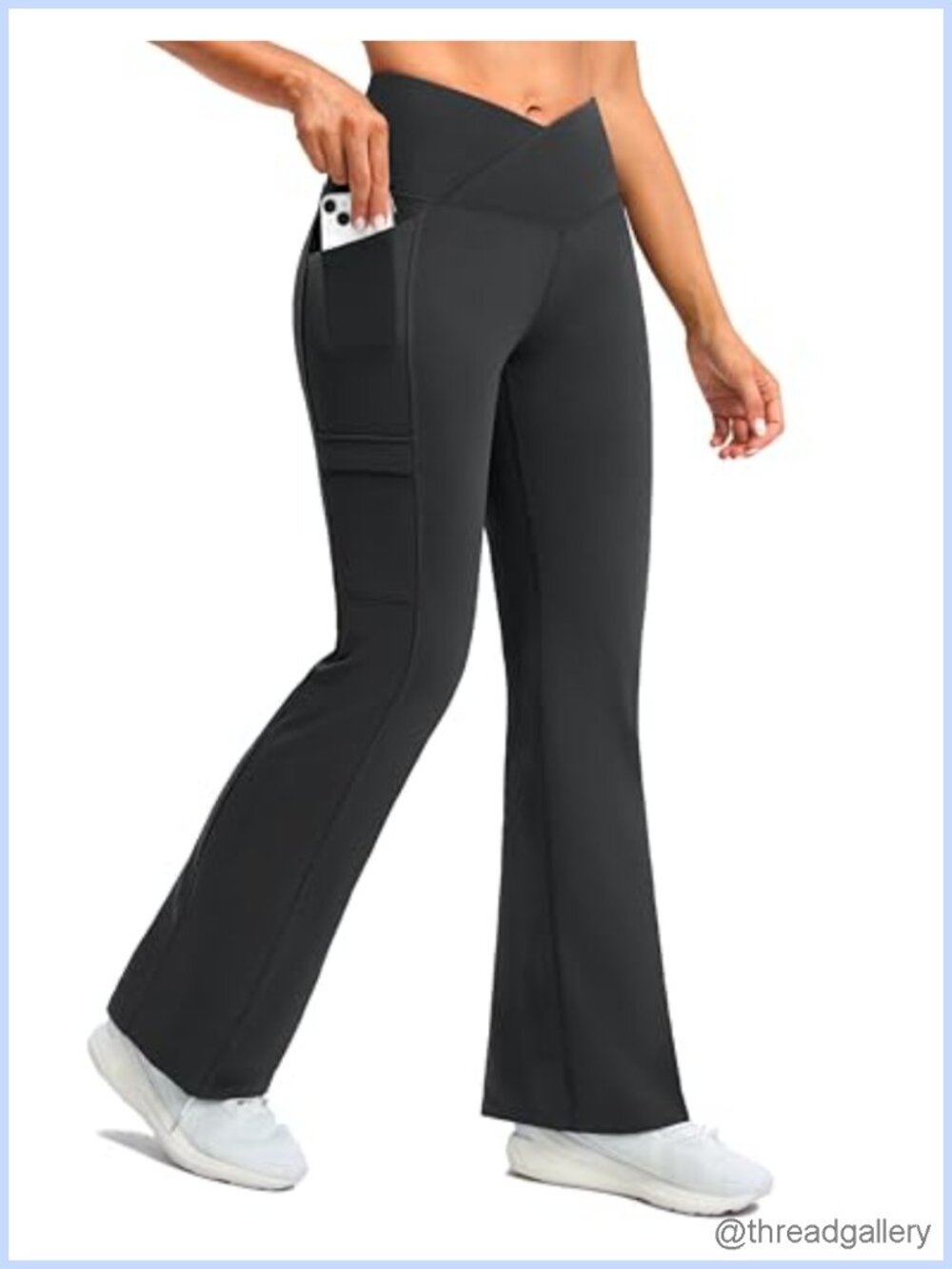 Fleece Lined Water Resistant Flare Leggings Hiking Pants 4 Pockets